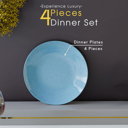 Sky Blue Marble Ceramic Set of 4 Dinner Plates - The Earth Store - Dinnerware